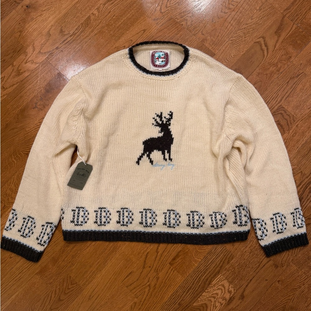 Dairy Boy Deer Sweater - Cream XS/S NWT